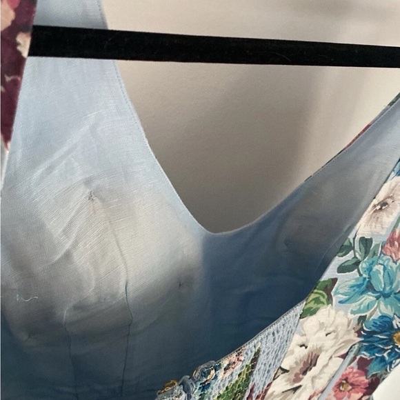 Zimmermann Matchmaker Drape Midi Dress Blue Floral Print Corset Size 12 - Picture 8 of 11